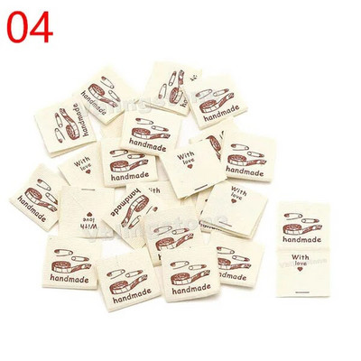 50 tk Käsitsi valmistatud riidest etiketid õmblusmasin jänes puuvillane kootud volditud sildid Beež käsitsi valmistatud silt kootud mütsidele 20x40MM