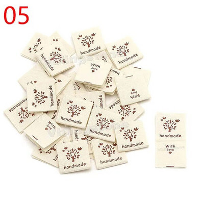 50 tk Käsitsi valmistatud riidest etiketid õmblusmasin jänes puuvillane kootud volditud sildid Beež käsitsi valmistatud silt kootud mütsidele 20x40MM