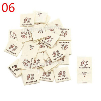 50 tk Käsitsi valmistatud riidest etiketid õmblusmasin jänes puuvillane kootud volditud sildid Beež käsitsi valmistatud silt kootud mütsidele 20x40MM