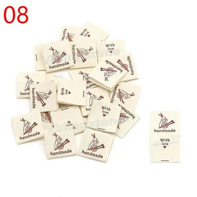 50 tk Käsitsi valmistatud riidest etiketid õmblusmasin jänes puuvillane kootud volditud sildid Beež käsitsi valmistatud silt kootud mütsidele 20x40MM