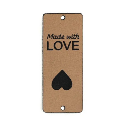 20τμχ Χειροποίητες Δερμάτινες Ετικέτες Χειροποίητες Ετικέτες Ετικέτες για Ρούχα "Made With Love" Καρδιά Πλέξιμο Ετικέτες για Καπέλα Τσάντες Ραπτική Χειροτεχνία