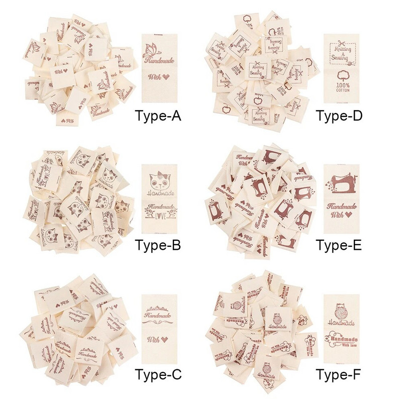 50 vnt. rankų darbo su meilės audeklu Drabužių etiketės Mezgimas vilnos rutuliukai Drabužių etiketės Animacinių filmų katės širdies raštas austi megzti reikmenys