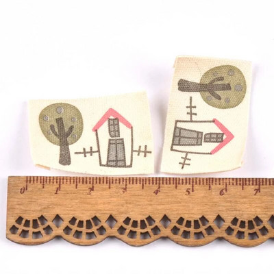 ανάμεικτα 50 τμχ Ζώο εμπριμέ μπεζ βαμβακερή υφασμένη ετικέτα για ετικέτες φροντίδας ρούχων Παπούτσια κινουμένων σχεδίων Τσάντες που πλένονται Ετικέτες ενδυμάτων CP2244