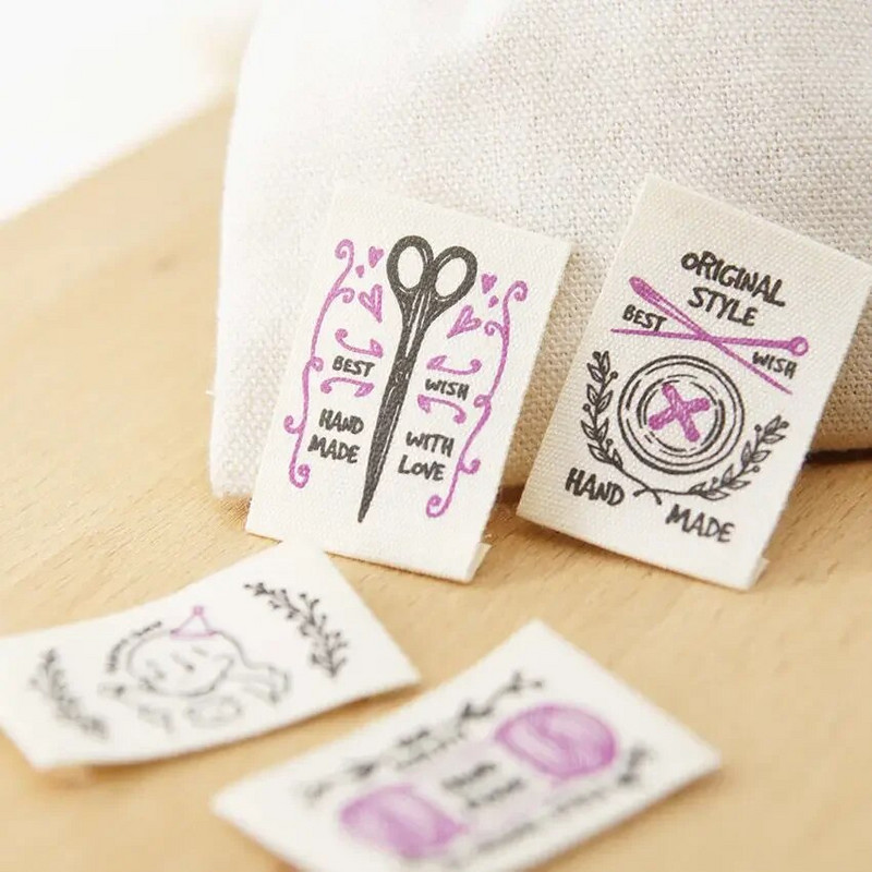 Ετικέτα από καθαρό βαμβακερό ύφασμα, ετικέτα γιακά, διπλωμένο στρίφωμα, χειροποίητη υφασμάτινη ετικέτα, DIY χειροποίητα αξεσουάρ, σε απόθεμα