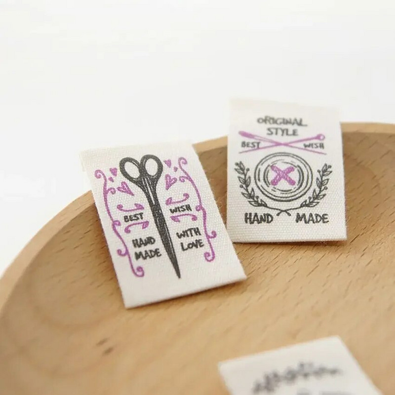 Ετικέτα από καθαρό βαμβακερό ύφασμα, ετικέτα γιακά, διπλωμένο στρίφωμα, χειροποίητη υφασμάτινη ετικέτα, DIY χειροποίητα αξεσουάρ, σε απόθεμα