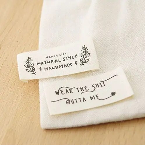 Βαμβακερή υφασμάτινη ετικέτα, ετικέτα γιακά ρούχων, υφασμάτινη ετικέτα, αξεσουάρ, ραμμένα στο χέρι, αξεσουάρ DIY