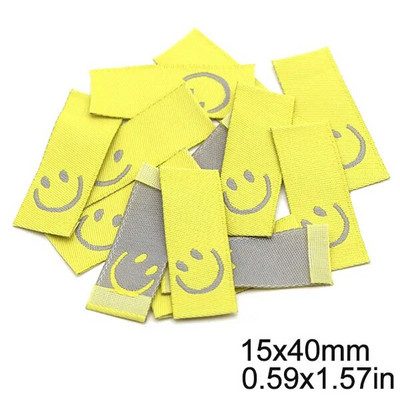 Πολύχρωμες Ετικέτες Smile Face 50τμχ Ετικέτες Ρούχα για Χειροποίητη Βαμβακερή Χειροποίητη Ετικέτα για Παιδικά Ρούχα Ράψιμο Αξεσουάρ Ενδυμάτων