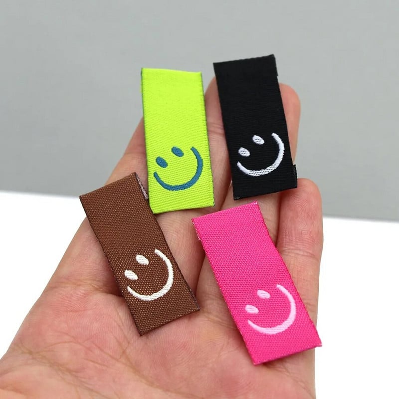 Πολύχρωμες Ετικέτες Smile Face 50τμχ Ετικέτες Ρούχα για Χειροποίητη Βαμβακερή Χειροποίητη Ετικέτα για Παιδικά Ρούχα Ράψιμο Αξεσουάρ Ενδυμάτων