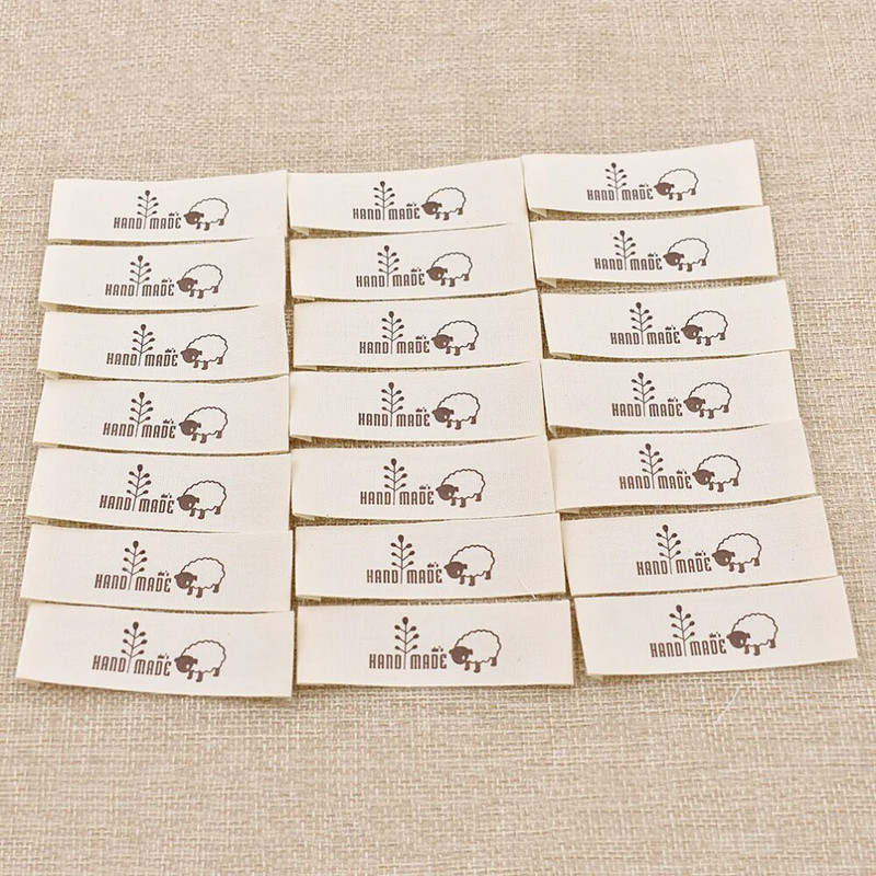 50 τεμ. Μοτίβο με κεντήματα προβάτου κινουμένων σχεδίων που πλένονται Ετικέτες από βαμβάκι Χειροποίητα DIY Craft Τσάντα ενδυμάτων Καπέλο Ράψιμο σε υφασμάτινο Ετικέτες