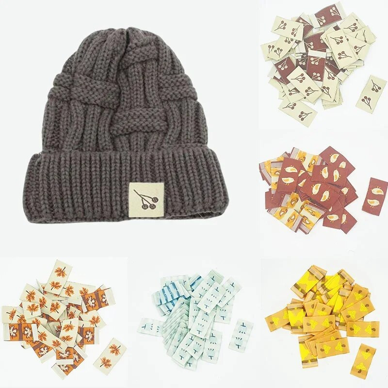 Ετικέτες ετικέτας 100 τμχ Χειροποίητα Ρούχα Ετικέτες Μοτίβο με φύλλα σφενδάμου Χειροποίητη ετικέτα για πλεκτά καπέλα Αξεσουάρ ραπτικής ετικέτας ενδυμάτων χειροτεχνίας DIY