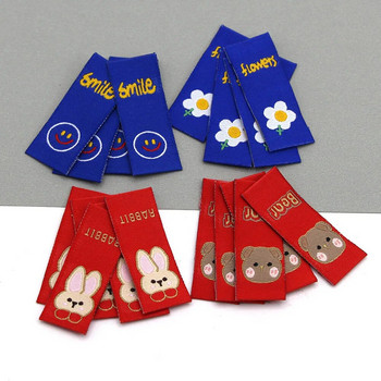 50 τμχ Cartoon Bear Rabbit Χειροποίητες Ετικέτες Ρούχα Ετικέτες για Καπέλο Kawaii Λουλούδι Χειροποίητη Ετικέτα για ρούχα Μπλε Κόκκινο DIY Πρωτοχρονιά