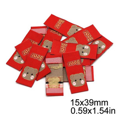 50 τμχ Cartoon Bear Rabbit Χειροποίητες Ετικέτες Ρούχα Ετικέτες για Καπέλο Kawaii Λουλούδι Χειροποίητη Ετικέτα για ρούχα Μπλε Κόκκινο DIY Πρωτοχρονιά