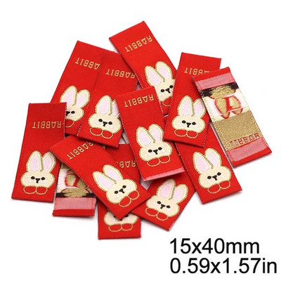 50 τμχ Cartoon Bear Rabbit Χειροποίητες Ετικέτες Ρούχα Ετικέτες για Καπέλο Kawaii Λουλούδι Χειροποίητη Ετικέτα για ρούχα Μπλε Κόκκινο DIY Πρωτοχρονιά