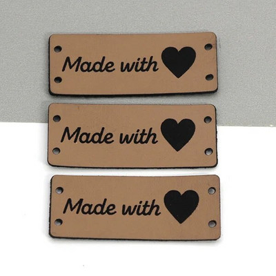 20Gb Ādas Etiķetes Roku darbs Ar Mīlestību Uzlīmes Apģērbam Roku darbs Uzlīmes Adīšana Cepures Somas Dāvanas Apģērbu Aksesuāri 2x5CM