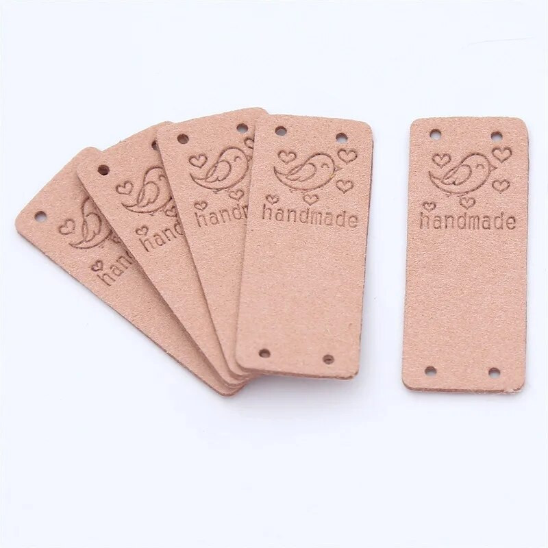 10 vnt./rinkinys Rankų darbo su paukščių etiketėmis Etiketės drabužiams Rankų darbo PU odos etiketės „pasidaryk pats“ Kepurės Krepšiai Siuvimo etiketės Drabužių priedai