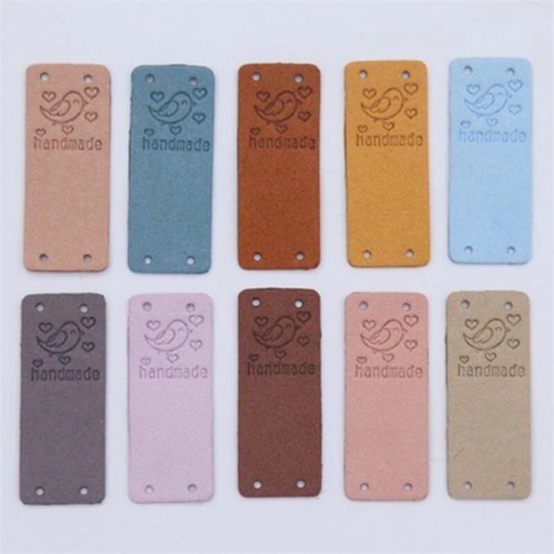 10 vnt./rinkinys Rankų darbo su paukščių etiketėmis Etiketės drabužiams Rankų darbo PU odos etiketės „pasidaryk pats“ Kepurės Krepšiai Siuvimo etiketės Drabužių priedai