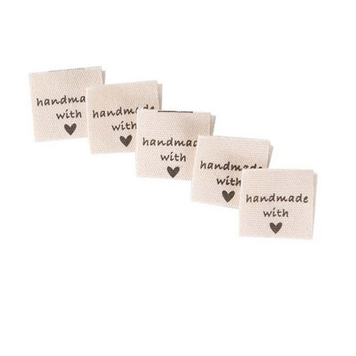 20 buc. Etichetă manuală Etichete pentru haine, alb, negru, realizate cu dragoste, etichete pliabile țesute pentru decorarea hainelor Accesorii de cusut 4x2cm