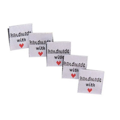 20 buc. Etichetă manuală Etichete pentru haine, alb, negru, realizate cu dragoste, etichete pliabile țesute pentru decorarea hainelor Accesorii de cusut 4x2cm