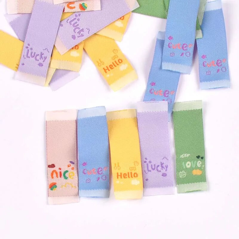 Noroc/Drăguț/Etichete imprimate pentru bricolaj Accesorii de cusut Îmbrăcăminte țesătură Pantofi Geantă Etichetă pentru haine Artizanat manual 50 buc 1,5x4cm