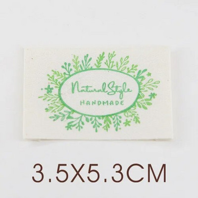 Καθαρό βαμβακερό χειροποίητο επίπεδο ύφασμα με μαύρες πράσινες ετικέτες, υφασμάτινα αξεσουάρ, αξεσουάρ ραπτικής DIY, ετικέτες ρούχων