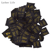 Lychee Life 100 buc/lot Etichete de etichetă pentru articole de îmbrăcăminte, de culoare auriu roz, etichete din pânză din poliester pentru artizanat de cusut
