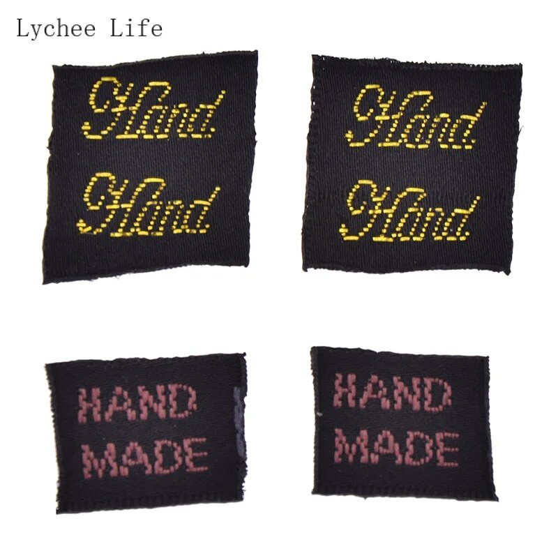 Lychee Life 100Pcs/lot Χειροποίητο Ετικέτα ενδυμάτων Ετικέτες Ροζ Χρυσό Χρώμα Πολυεστέρας Ετικέτες υφασμάτων για μαστορέματα ραπτικής