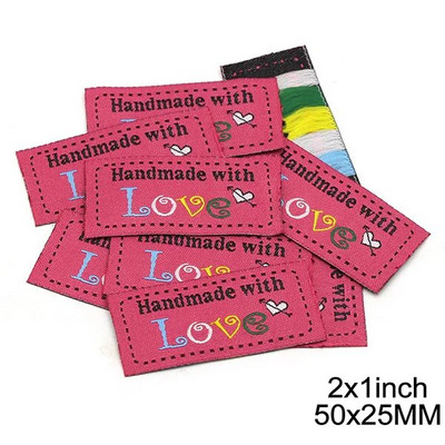50 buc etichete pentru haine cu zâmbet mare Etichete colorate lucrate manual pentru îmbrăcăminte, cusut, artizanat, bumbac, realizat manual, eșarfă, pălării, pungi 47x25 mm