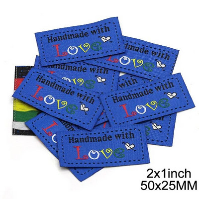 50 buc etichete pentru haine cu zâmbet mare Etichete colorate lucrate manual pentru îmbrăcăminte, cusut, artizanat, bumbac, realizat manual, eșarfă, pălării, pungi 47x25 mm