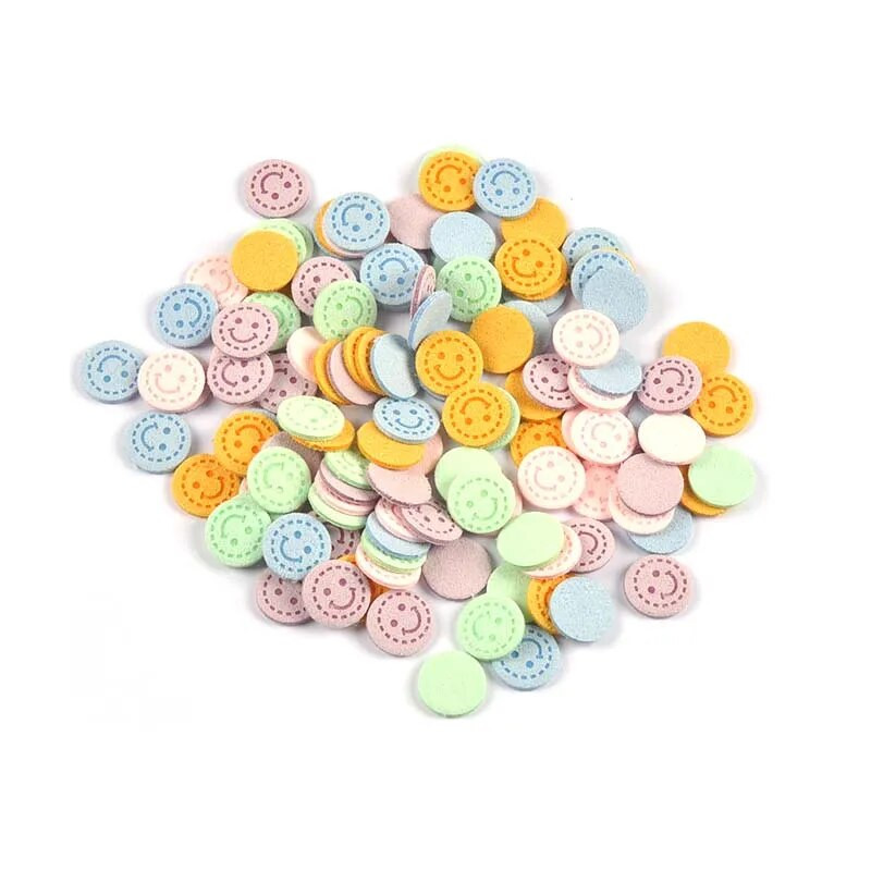 50 τμχ Μίνι χαμόγελο με ανάγλυφο στρογγυλές ετικέτες για DIY ρούχα Είδη ραπτικής Χειροποίητες τσάντες Καπέλα Αξεσουάρ Ετικέτες παιδικών ενδυμάτων C3528