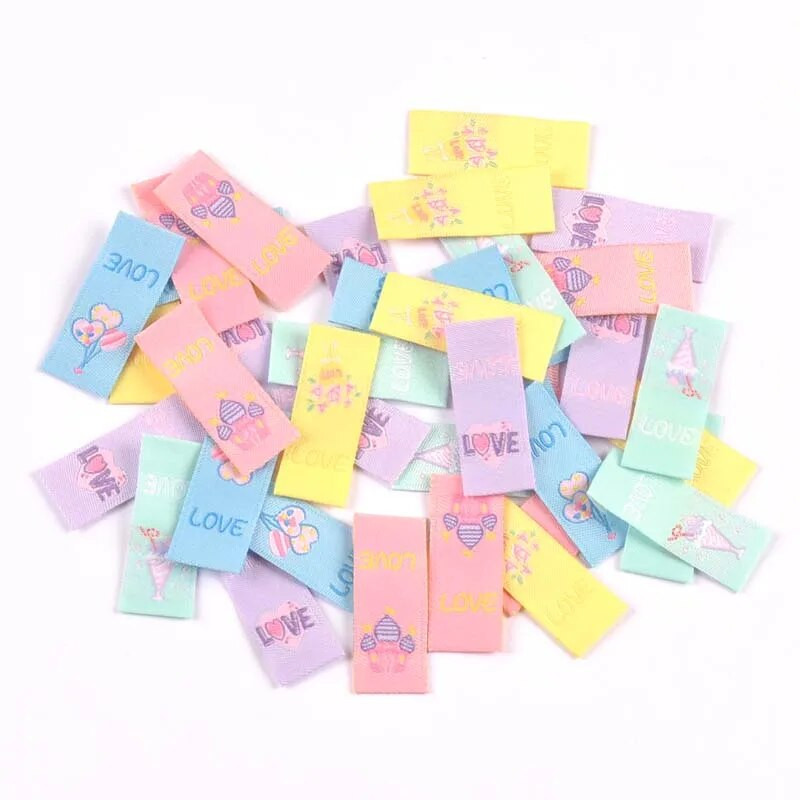 Armastuse õhupalli muster 50 tk Käsitsi valmistatud kootud etikett rõivastele sallsildid kingad kotid rõivasildid 15x40 mm CP3501