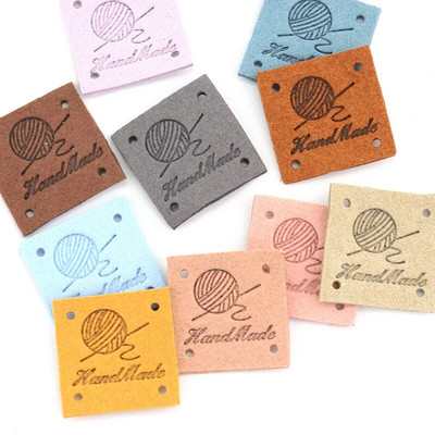 30Pcs 2.5cm Handmade Leather Embossed Labels For Clothes DIY Hats Bags Sewing Jeans Tags Garment Accessories