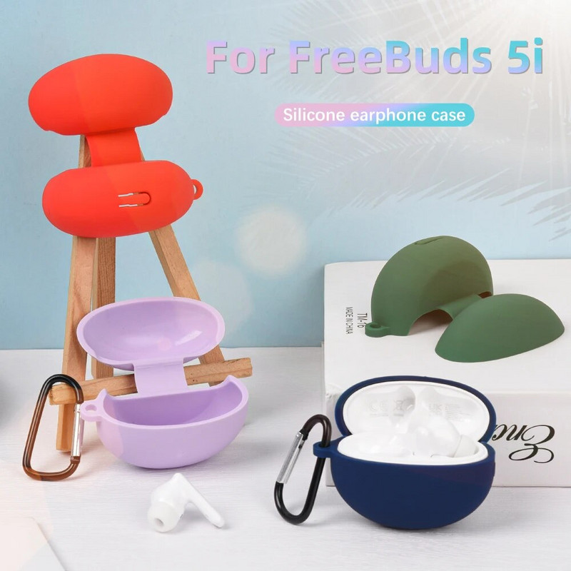 Silikonska maska za slušalice za Huawei Freebuds 5i 4 4i 4e Pro 2 5 Zaštitna maska za slušalice Freebuds 5i 5 i 4 i Torbica s kukicom
