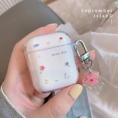 Potrivit pentru Apple Bluetooth ins flower AirPods Pro a doua husă de protecție husă moale transparentă Pentru Air Pods 1/2/3 generație