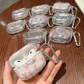Coloful Heart austiņu futrālis AirPods 1 2 3 Pro 2. maciņiem Flower Glitter TPU priekš AirPods 3 2 1 Bluetooth austiņu uzlādes kaste