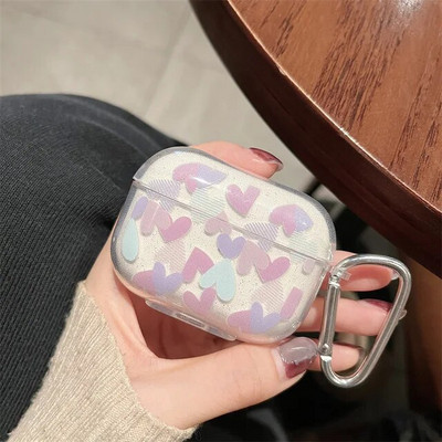 Coloful Heart austiņu futrālis AirPods 1 2 3 Pro 2. maciņiem Flower Glitter TPU priekš AirPods 3 2 1 Bluetooth austiņu uzlādes kaste