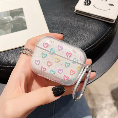 Coloful Heart austiņu futrālis AirPods 1 2 3 Pro 2. maciņiem Flower Glitter TPU priekš AirPods 3 2 1 Bluetooth austiņu uzlādes kaste