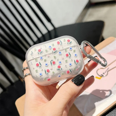 Coloful Heart austiņu futrālis AirPods 1 2 3 Pro 2. maciņiem Flower Glitter TPU priekš AirPods 3 2 1 Bluetooth austiņu uzlādes kaste