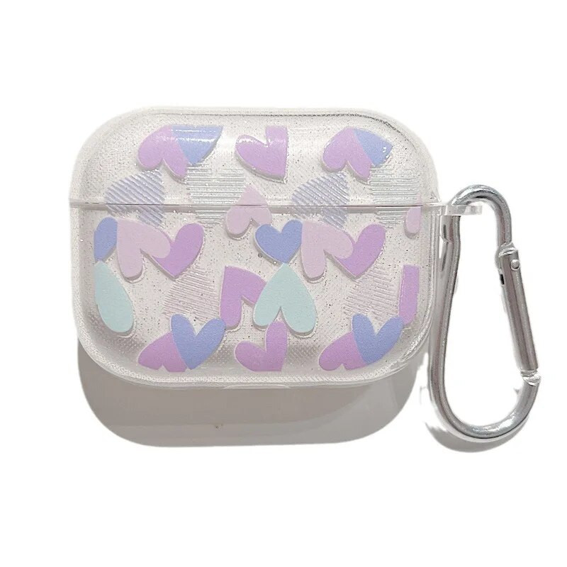Coloful Heart austiņu futrālis AirPods 1 2 3 Pro 2. maciņiem Flower Glitter TPU priekš AirPods 3 2 1 Bluetooth austiņu uzlādes kaste