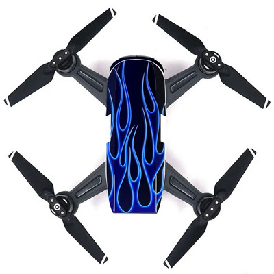 Flame Style Decal PVC nahakleebis DJI Spark Drone`ile + kaugjuhtimispuldid + 3 patarei kaitsekile kate