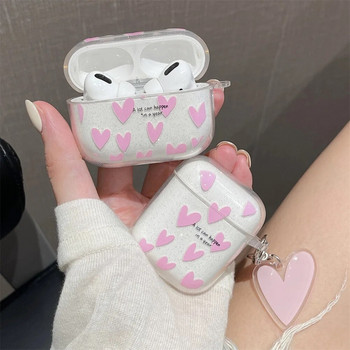 Για AirPods Pro 2η θήκη Ins Fashion Heart Flower Clear Cover For Apple AirPod1 2 3 Glitter Shiny Κουτί φόρτισης ακουστικών Μπρελόκ