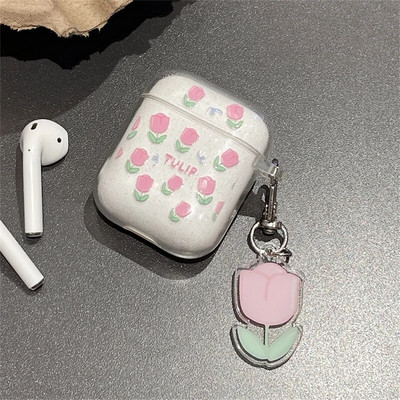 Pentru AirPods Pro a doua husă Ins Fashion Heart Flower Husă transparentă pentru Apple AirPod1 2 3, cu sclipici, cutie de încărcare pentru căști, breloc