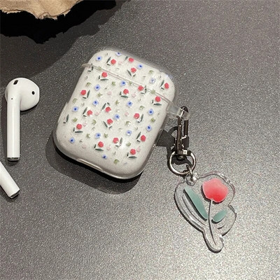 Pentru AirPods Pro a doua husă Ins Fashion Heart Flower Husă transparentă pentru Apple AirPod1 2 3, cu sclipici, cutie de încărcare pentru căști, breloc