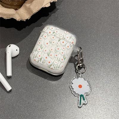 Pentru AirPods Pro a doua husă Ins Fashion Heart Flower Husă transparentă pentru Apple AirPod1 2 3, cu sclipici, cutie de încărcare pentru căști, breloc