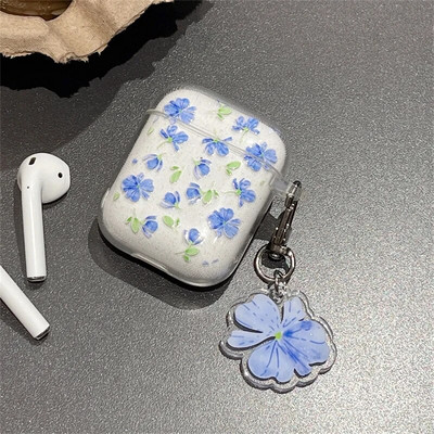 Pentru AirPods Pro a doua husă Ins Fashion Heart Flower Husă transparentă pentru Apple AirPod1 2 3, cu sclipici, cutie de încărcare pentru căști, breloc