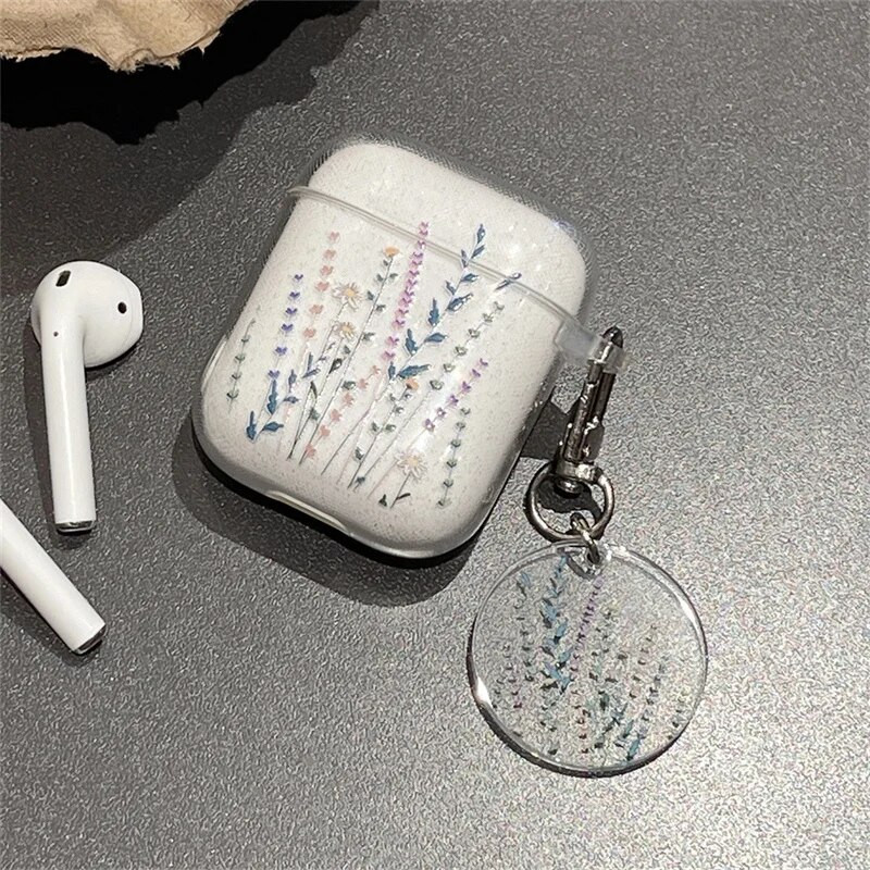 AirPods Pro 2. ümbrise jaoks Mood südamelille läbipaistev kate Apple AirPod1 2 3 särava kõrvaklappide laadimiskarbi võtmehoidja jaoks
