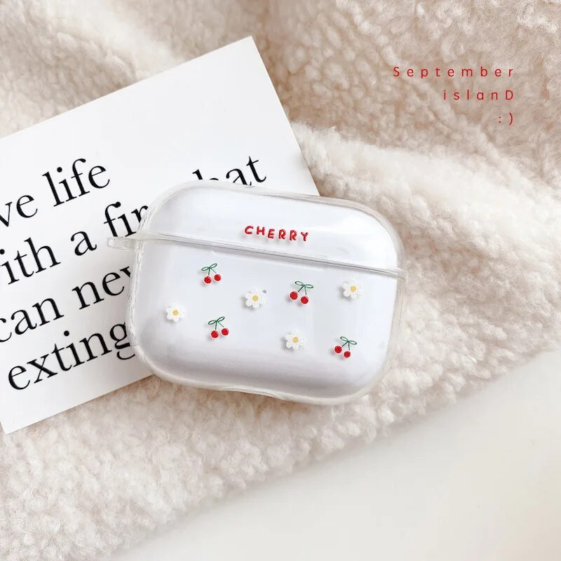 Paredzēts Airpods2/Pro/Pro2/3. paaudzes austiņu korpusam Bluetooth austiņu aizsargmaciņš Caurspīdīgs caurspīdīgs mīksts TPU ziedu dizaina apvalks