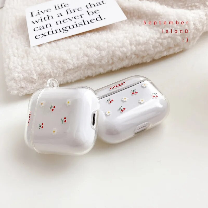 Paredzēts Airpods2/Pro/Pro2/3. paaudzes austiņu korpusam Bluetooth austiņu aizsargmaciņš Caurspīdīgs caurspīdīgs mīksts TPU ziedu dizaina apvalks