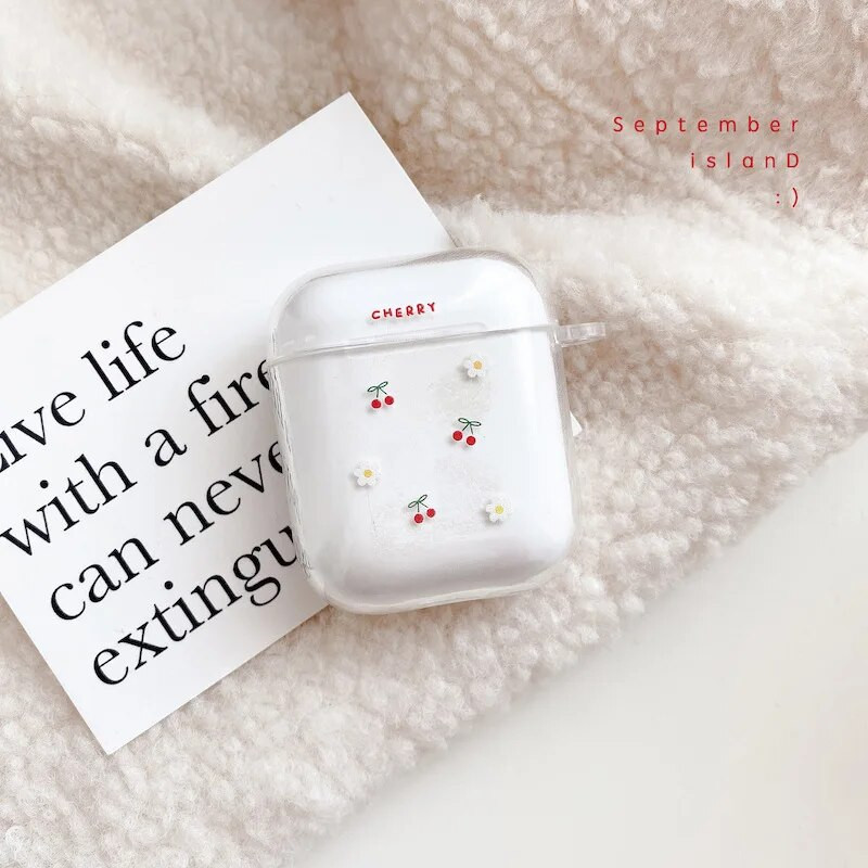 Paredzēts Airpods2/Pro/Pro2/3. paaudzes austiņu korpusam Bluetooth austiņu aizsargmaciņš Caurspīdīgs caurspīdīgs mīksts TPU ziedu dizaina apvalks