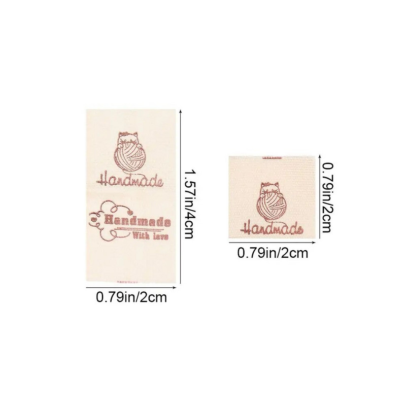 50 vnt. Rankų darbo su meilės audeklu Drabužių etiketės Animacinių filmų katės austi megzti reikmenys Širdies raštų drabužių etiketės siuvimo priedai