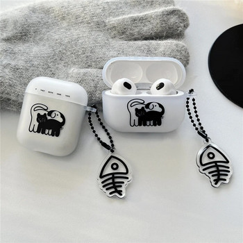 Κορεάτικο Cartoon Cute Cat Airpod Θήκη για AirPods 1 2 3 Pro 2 Airpods Pro Θήκη σιλικόνης TPU κάλυμμα με κρεμαστό μπρελόκ